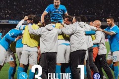 意甲那不勒斯3-1国际米兰 德布劳内点射 麦克托米奈、安古伊萨破门