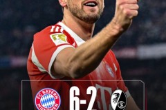 德甲拜仁慕尼黑6-2弗赖堡 奥利塞三传两射 凯恩破门